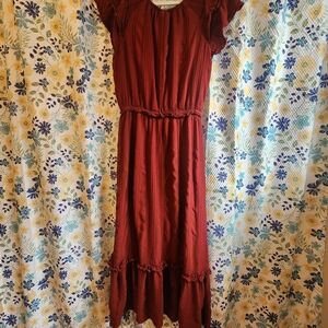 Veronica M High Low Dress in Deep Red